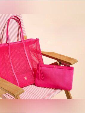 Victoria’s Secret Bright Pink Mesh Tote and Pouch Set